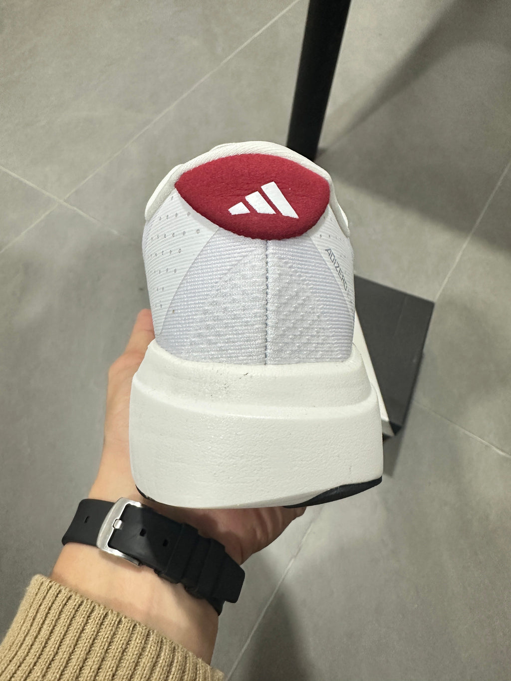 adidas Lightstrike Pro Running Shoes in White Red JQ2147 - product image from the listing.