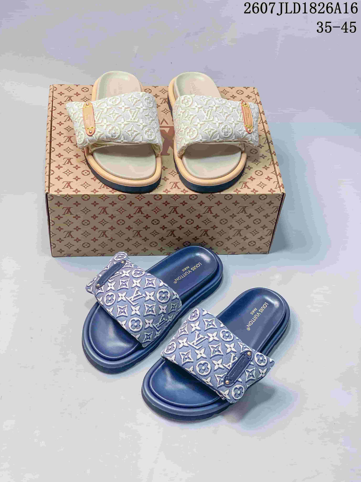Louis Vuitton Pool Pillow Monogram Slides in Blue Beige JLD1826A16 - product image from the listing.