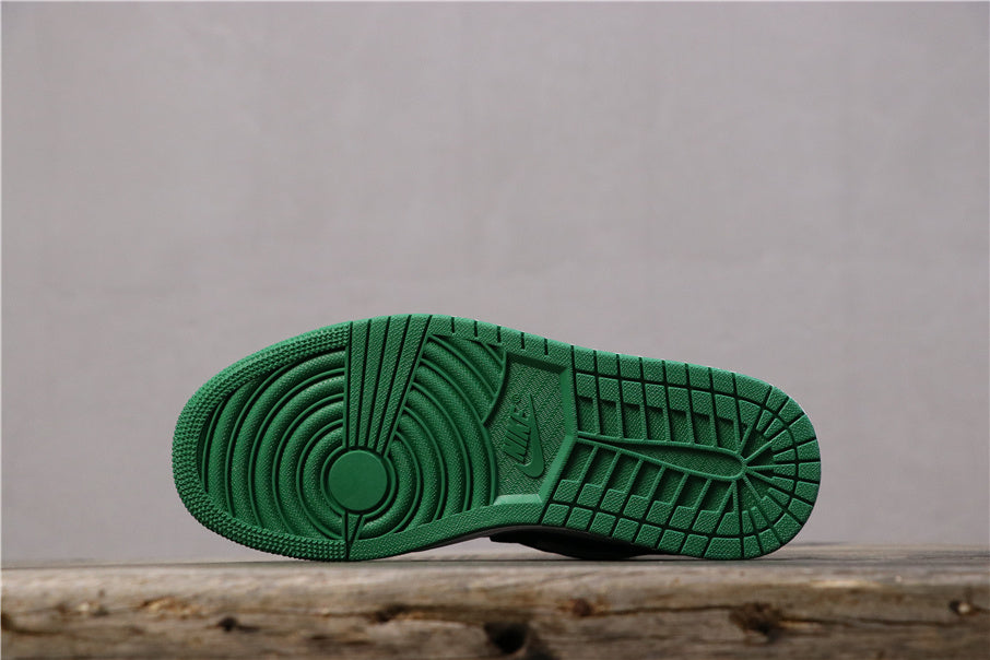 Air Jordan 1 Low Sneakers in Black Green White 553558-113 - product image from the listing.