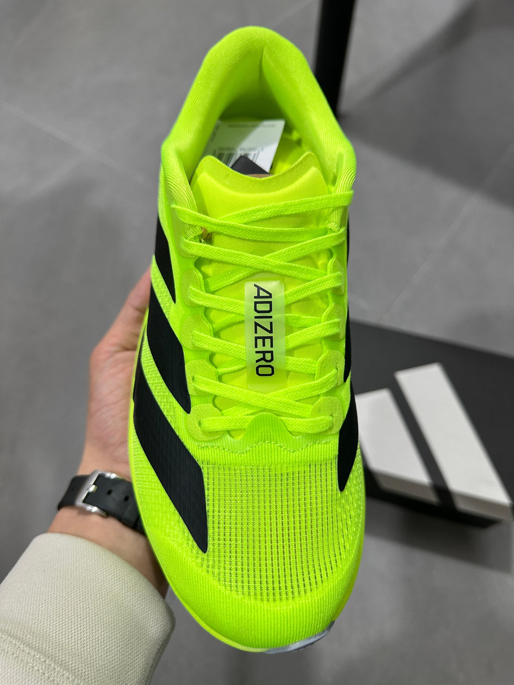 Adidas Adizero Lightstrike Pro Running Shoes, Neon in Green - product image from the listing.