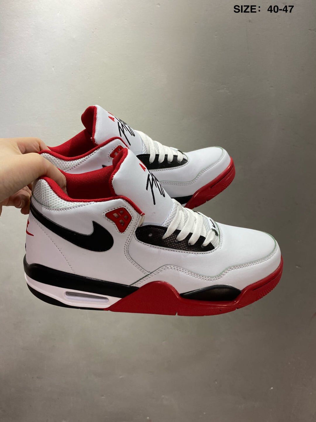 Nike Air Flight 89 High-Top Sneakers in White Red Black - product image from the listing.