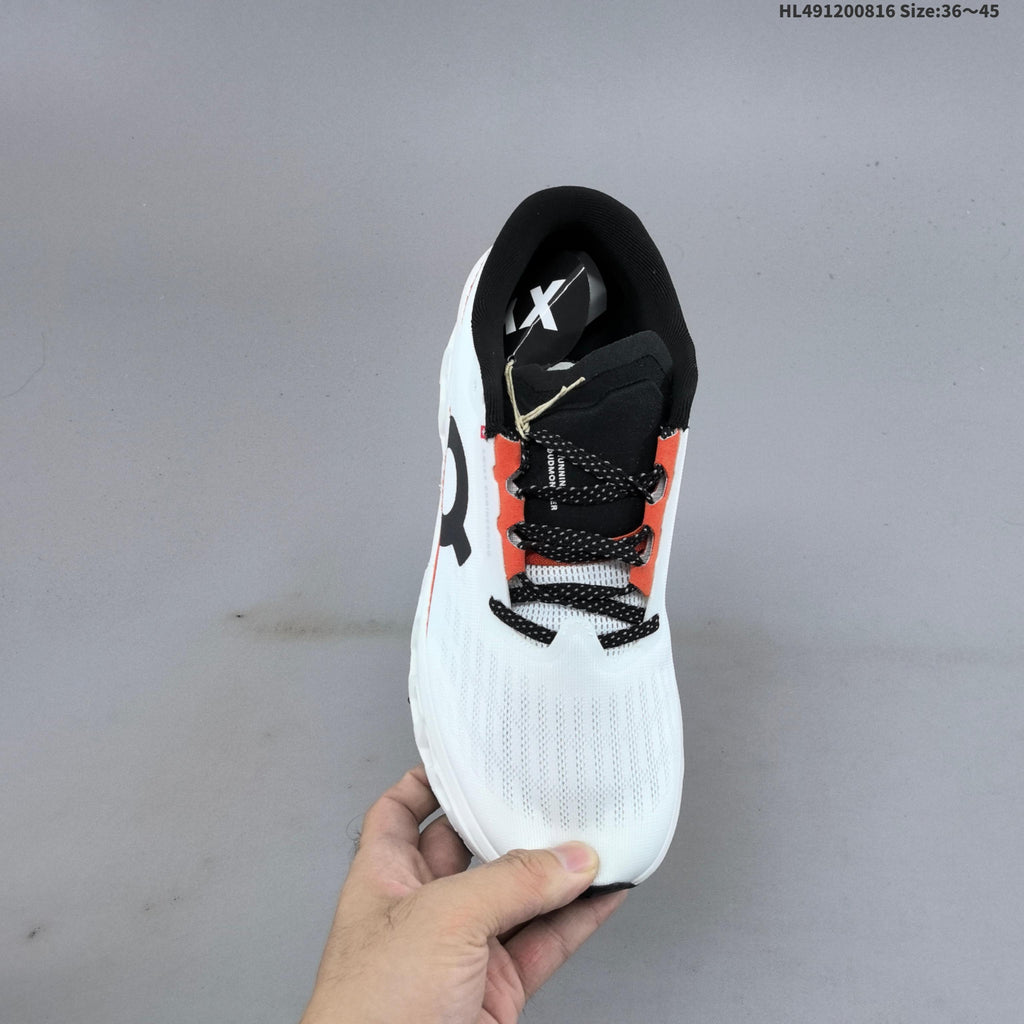 On Cloudmonster 3 Hyper Running Shoes in White Orange - product image from the listing.