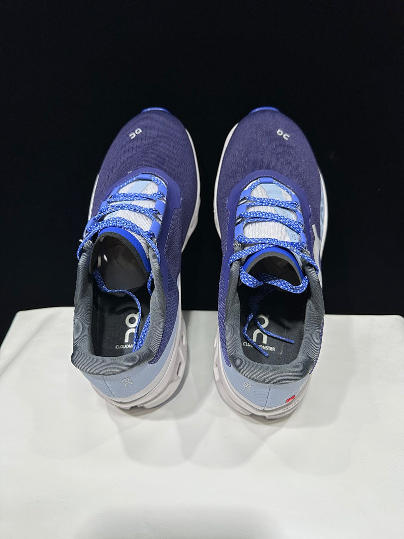 On Cloudmonster Running Shoes, in Navy and White - product image from the listing.