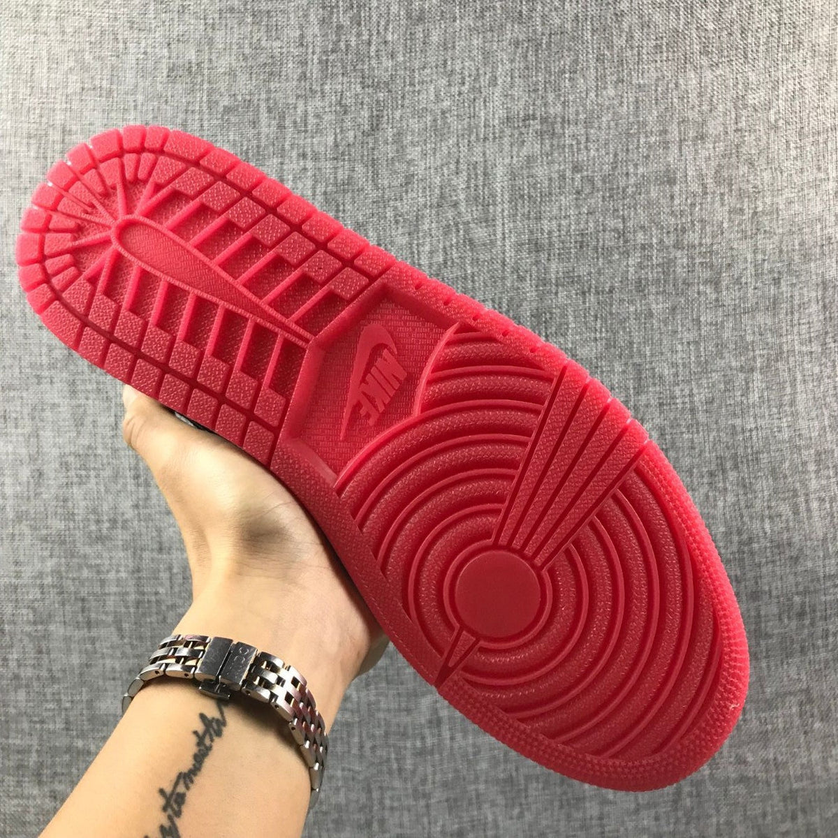 Air Jordan 1 Mid High-Top Sneakers in Black Red White - product image from the listing.