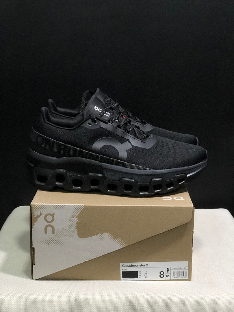 On Cloudmonster 2 Running Shoes in Black - product image from the listing.