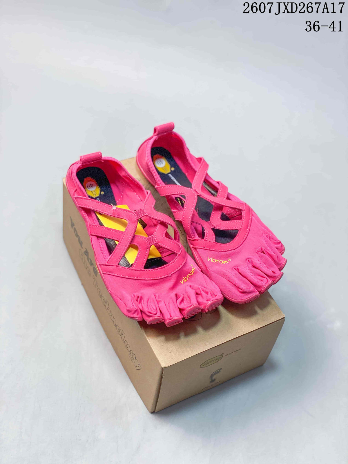 Women's Vibram Five-Toe Training Shoes Pink White Black 07JXD267A17 - product image from the listing.