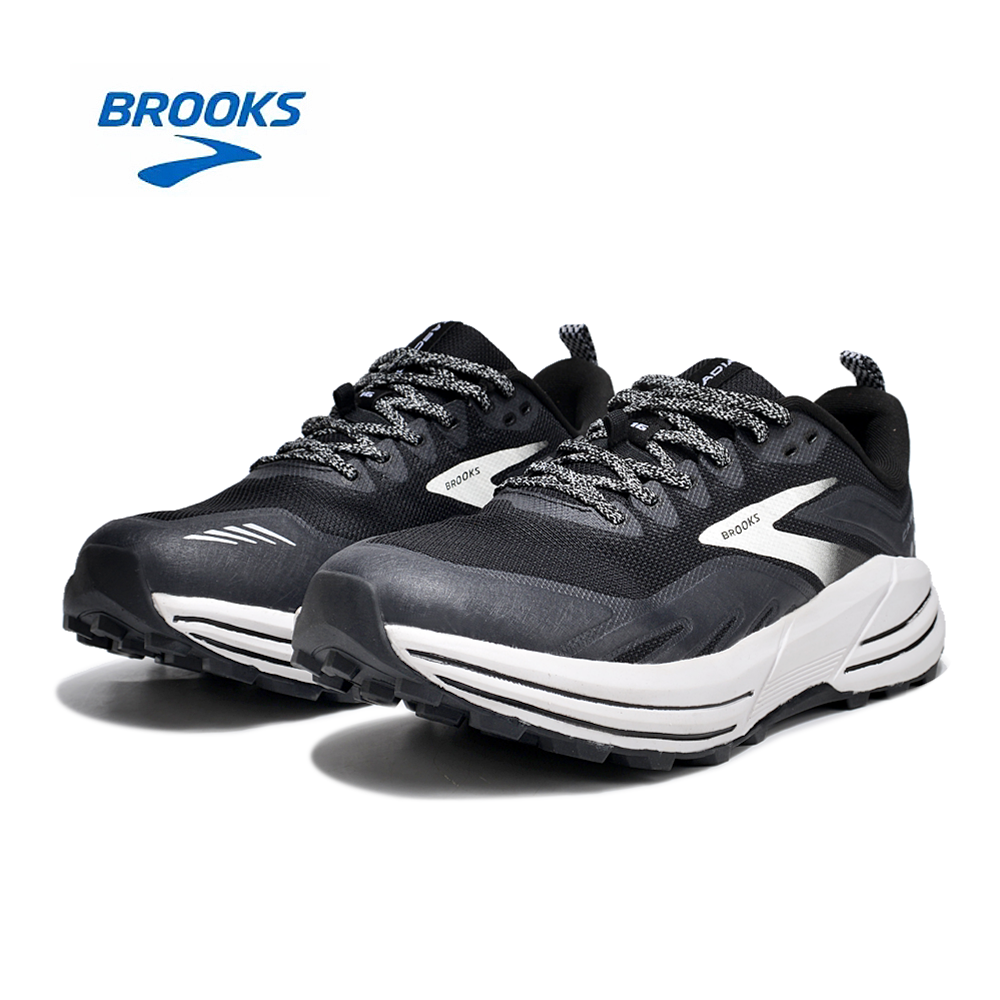 Black and White Brooks Cascadia 16 Trail Running Shoes - product image from the listing.
