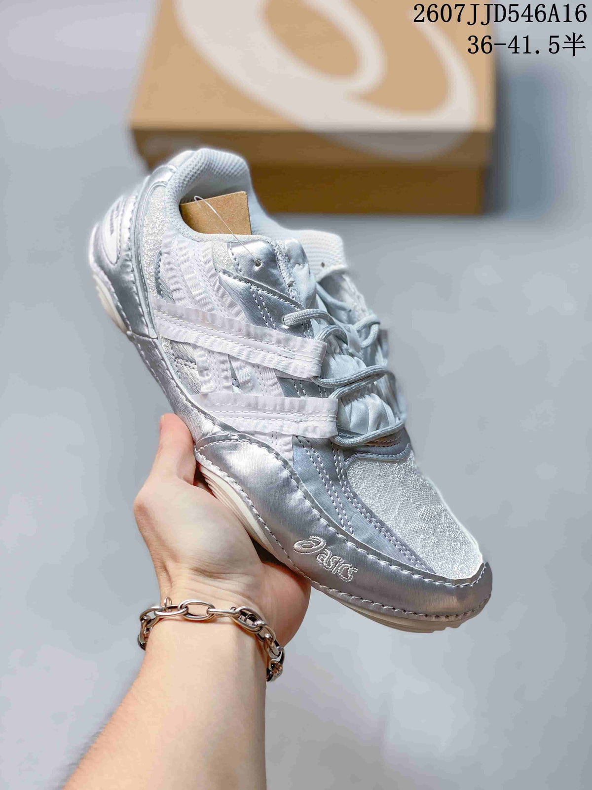 ASICS Hypersync Silver Low-Profile Retro Trainers - product image from the listing.