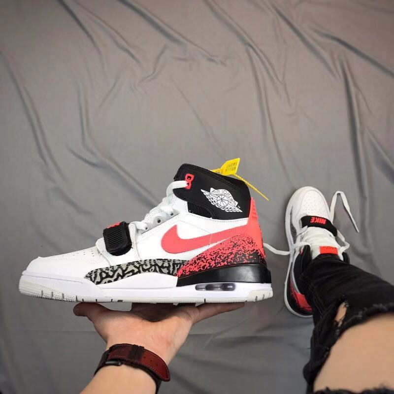 Jordan Legacy 312 Basketball Shoes in White Black Red - product image from the listing.