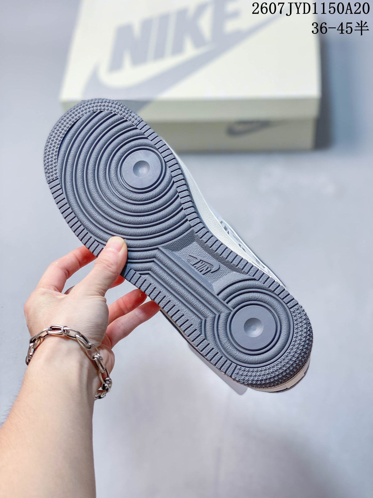 Nike Air Force 1 '07 Low in White Gray MXC302607 - product image from the listing.