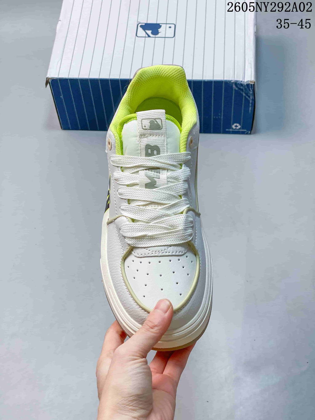 MLB Chunky Liner Low-Top Sneakers in White Green 3ASXCA12N - product image from the listing.