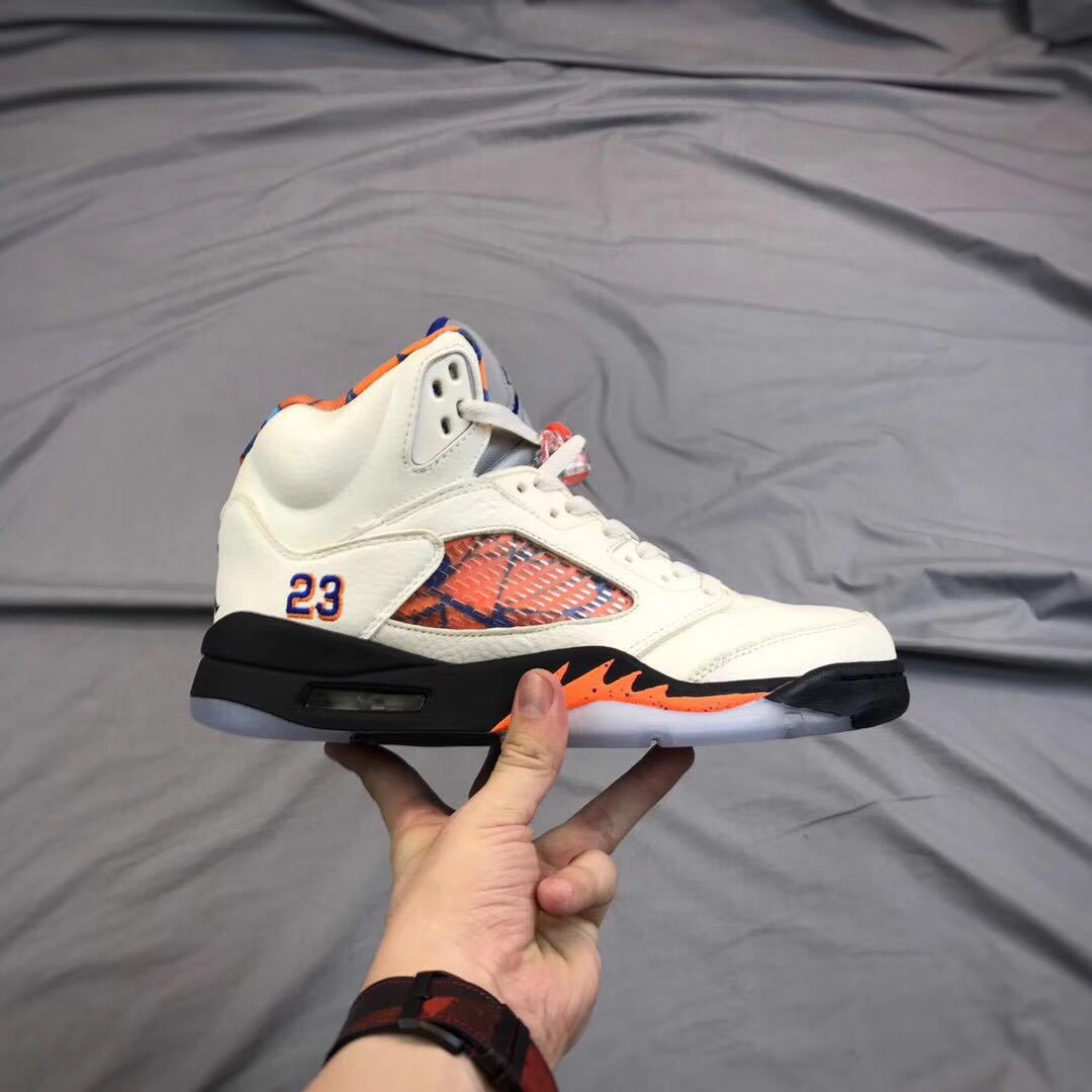 Air Jordan 5 International Flight White Orange Blue Sneakers - product image from the listing.