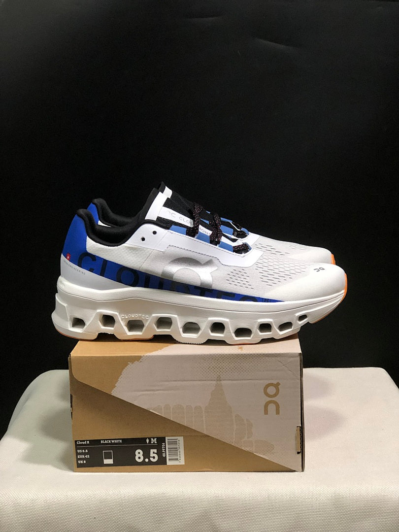 On Cloudmonster Sneakers in Mist in White and Blue - product image from the listing.