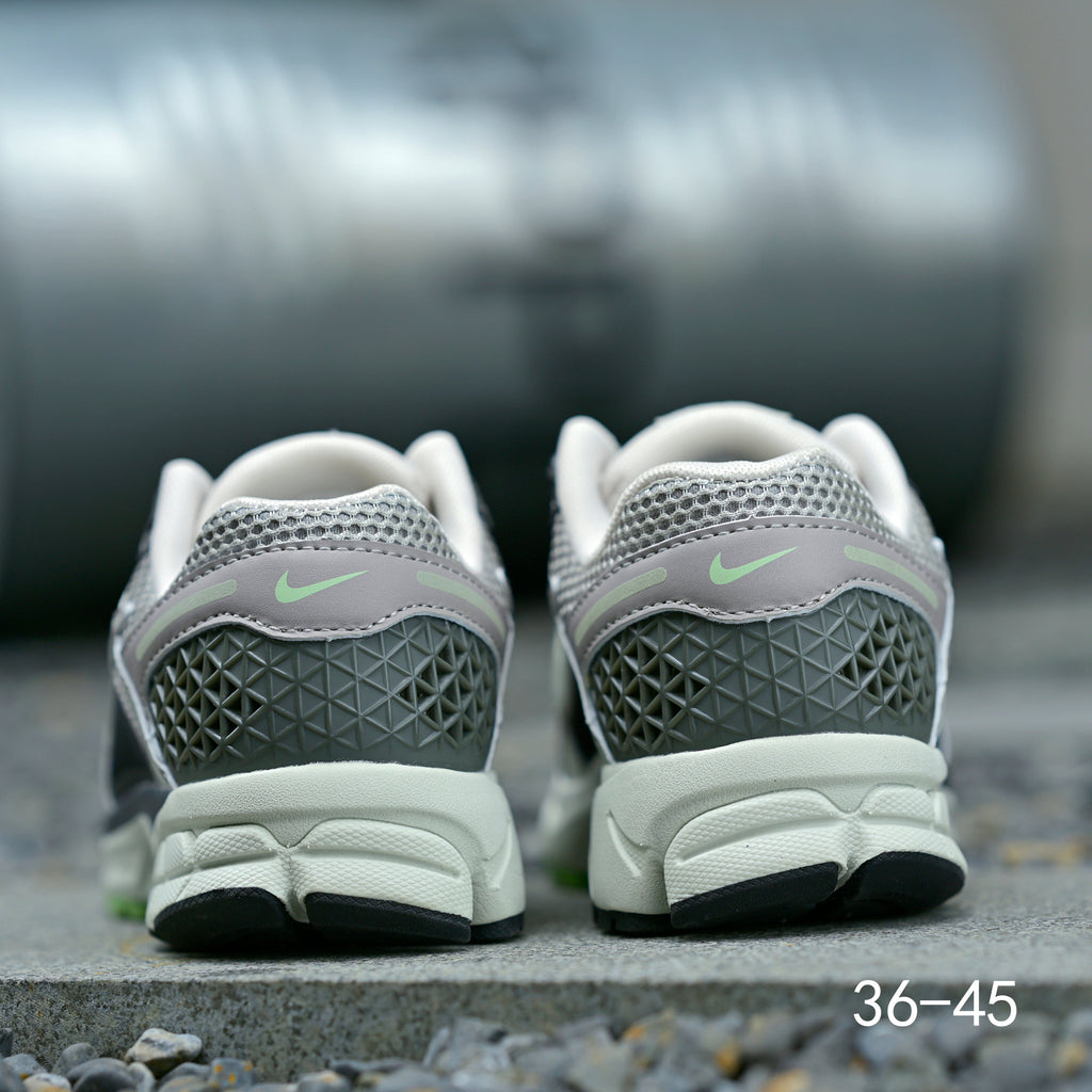 Gray and Volt Green Nike Air Zoom Vomero 5 Sneakers - product image from the listing.