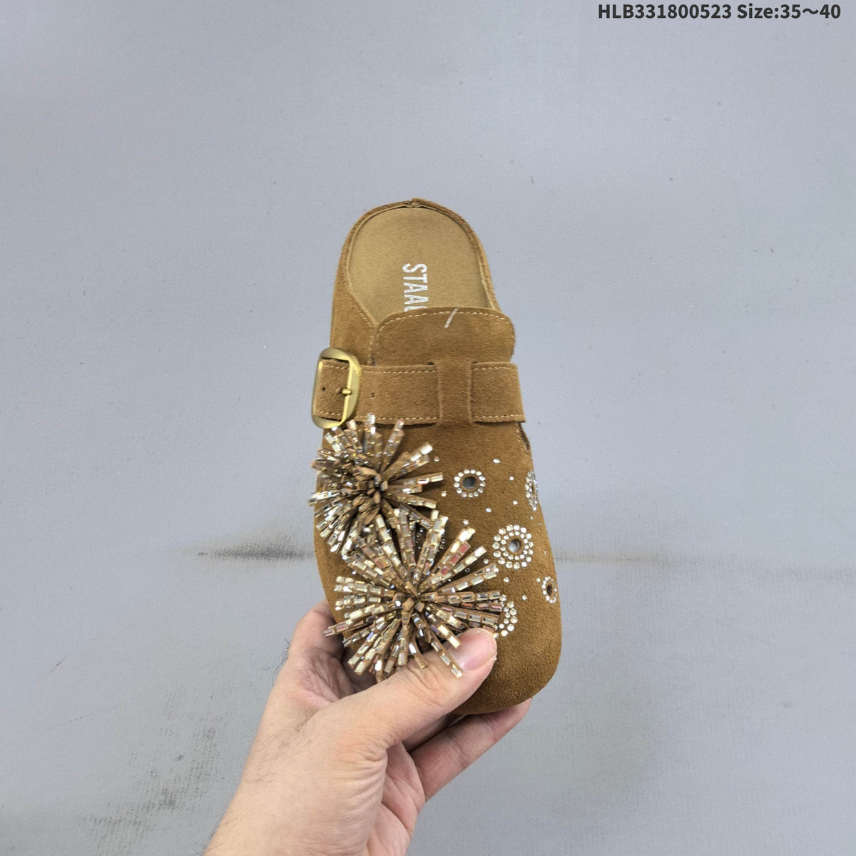 GG-CC Firework Embellished Brown Mule Clogs - product image from the listing.