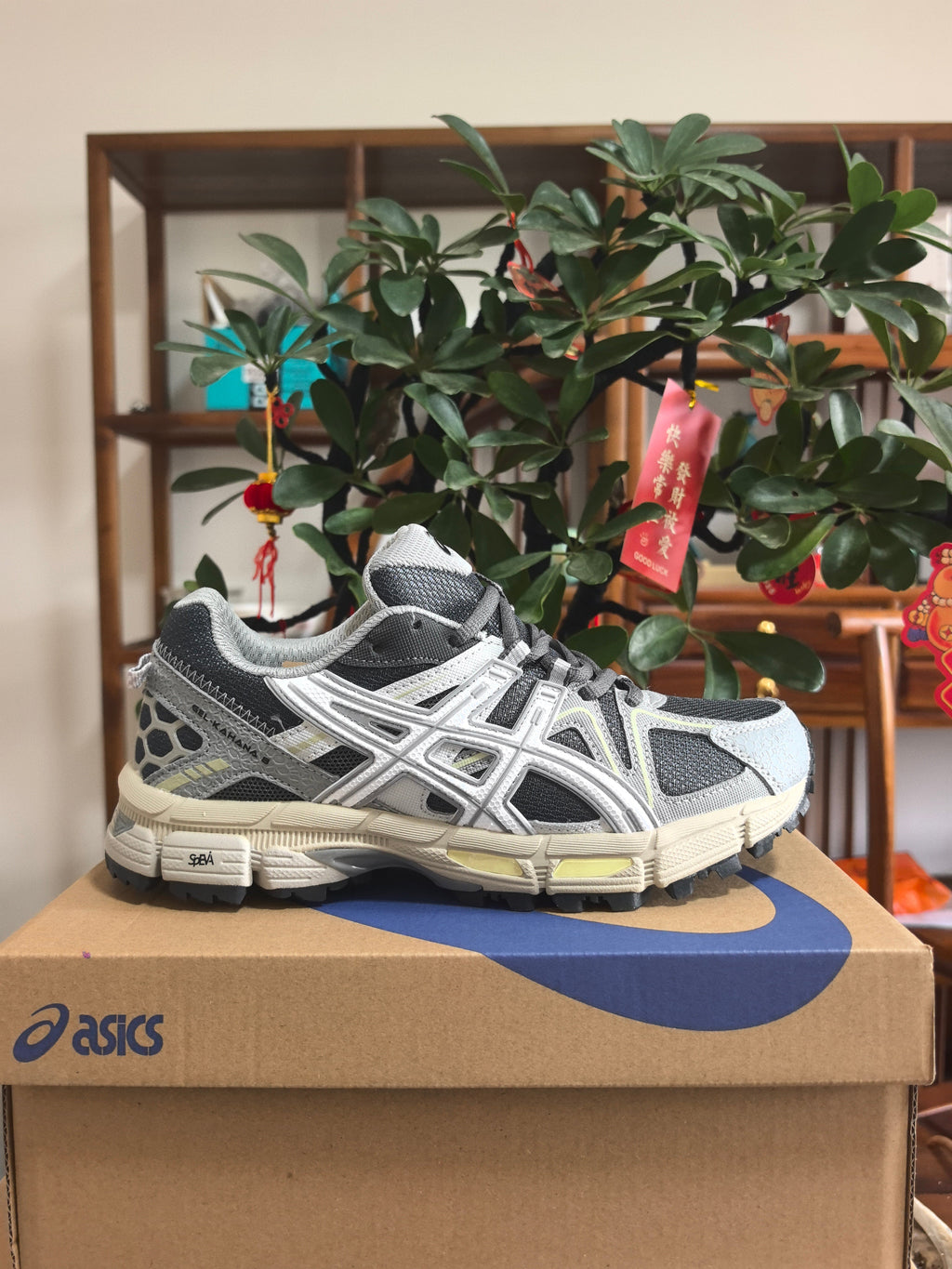 Gray and Black ASICS K10 Sneakers - product image from the listing.
