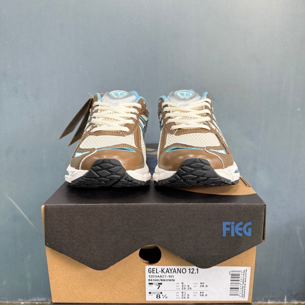 ASICS GEL-KAYANO 12.1 Running Shoes in Beige Brown - product image from the listing.