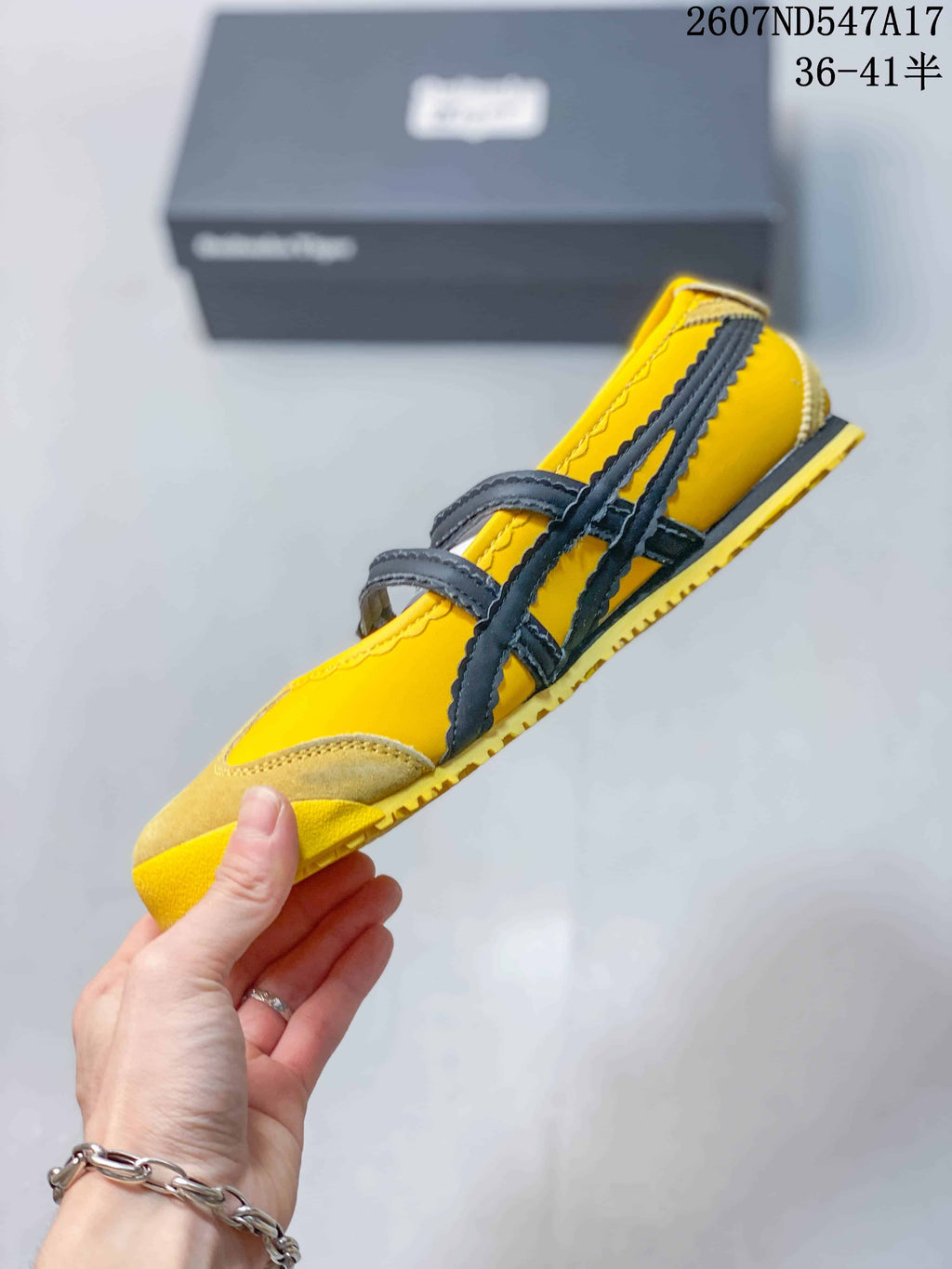 ASICS Onitsuka Tiger MEXICO 66 Yellow Mary Jane Trainers - product image from the listing.