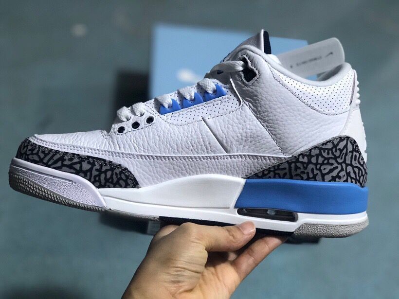 Air Jordan 3 Retro White Royal Blue Sneakers - product image from the listing.