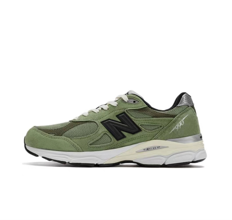New Balance 990v3 Running Sneakers in Green M990JD3 - product image from the listing.