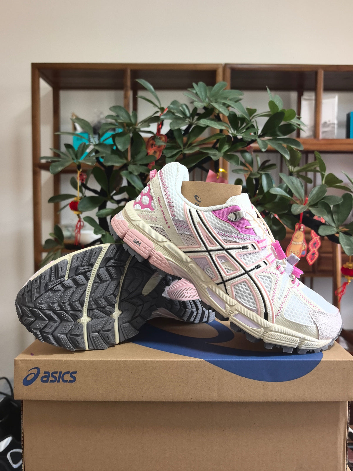 Pink and White ASICS KL1 Sneakers - product image from the listing.