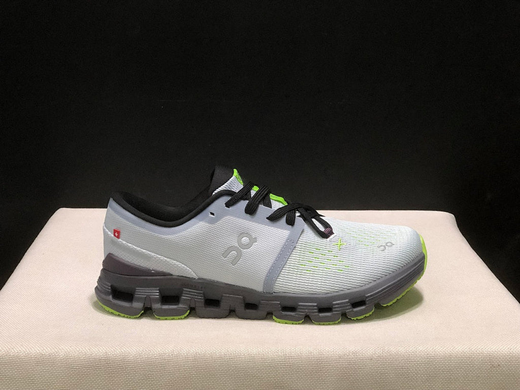 Gray and Lime On Cloud X 4 Sneakers - product image from the listing.