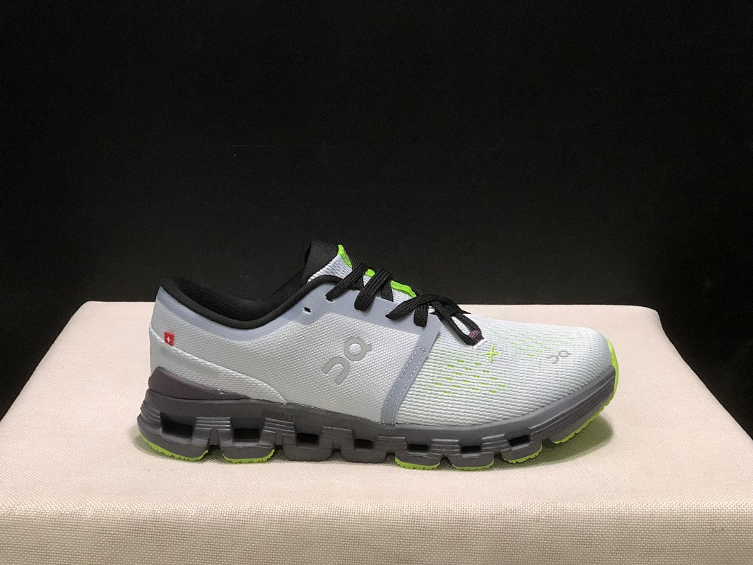 Gray and Lime On Cloud X 4 Sneakers - product image from the listing.