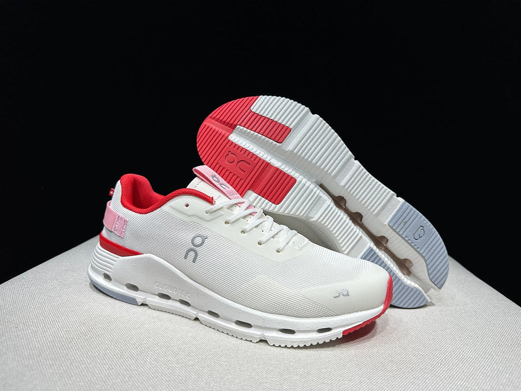 On Cloudnova Form 2 Sneakers in White and Red - product image from the listing.
