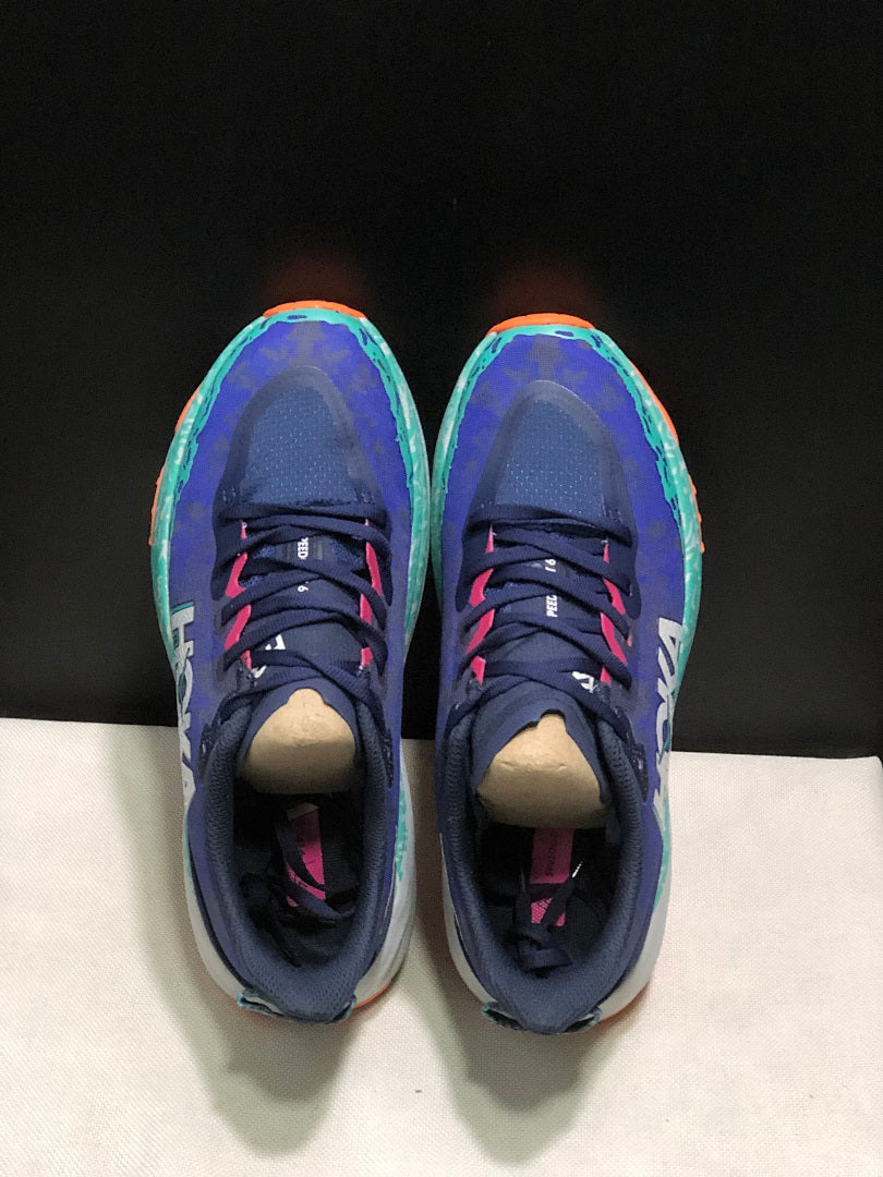 HOKA Speedgoat 6 Trail Running Shoes, in Blue and Teal - product image from the listing.