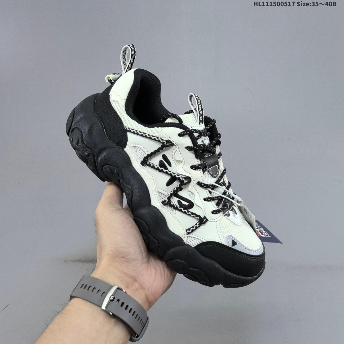 FILA Croissant 1S Low-Top Sneakers, in White and Black - product image from the listing.