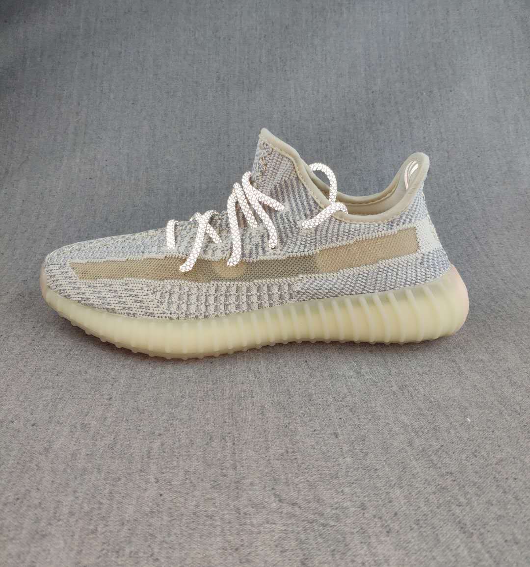 adidas Yeezy Boost 350 V2 Knit Sneakers, in Gray and Cream - product image from the listing.