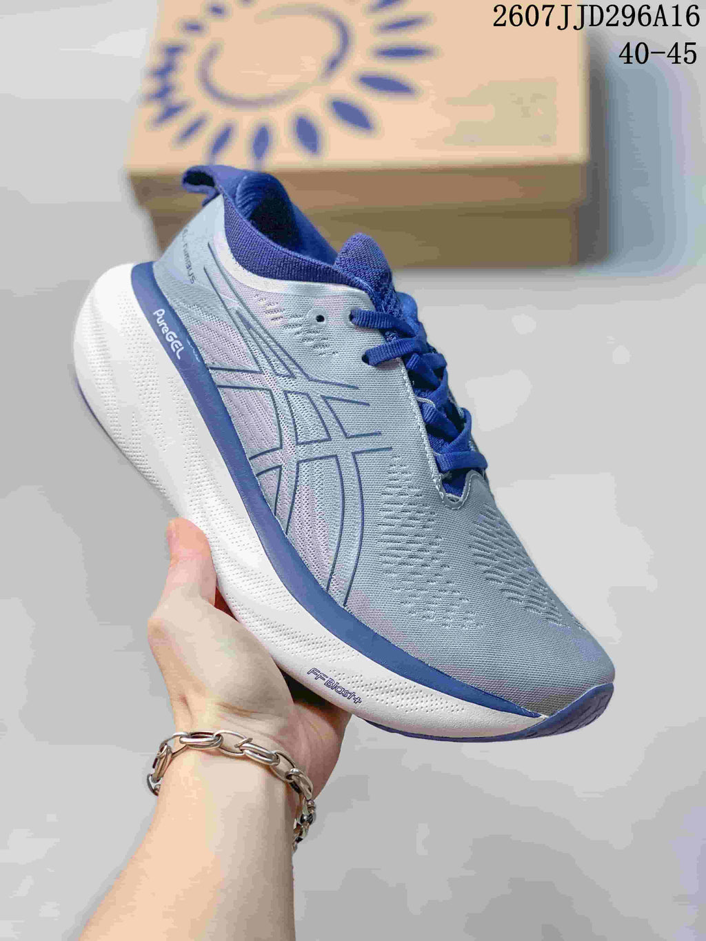 Women's ASICS GEL-Nimbus 25 Running Shoes Blue 07JJD296A16 - product image from the listing.