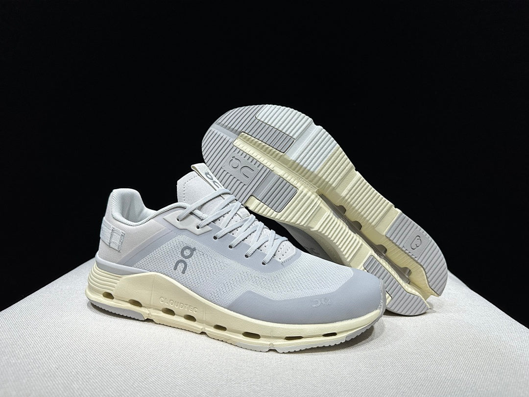 On Cloudnova Form 2 Sneakers, in Gray and Cream - product image from the listing.