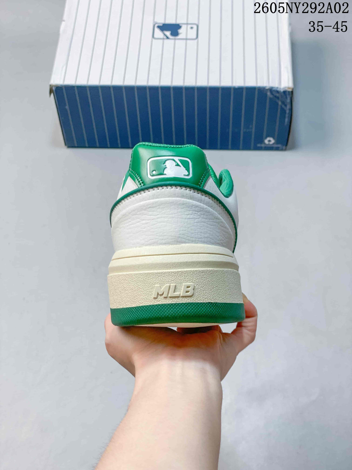 MLB Chunky Liner Low-Top Sneakers in White and Green - product image from the listing.