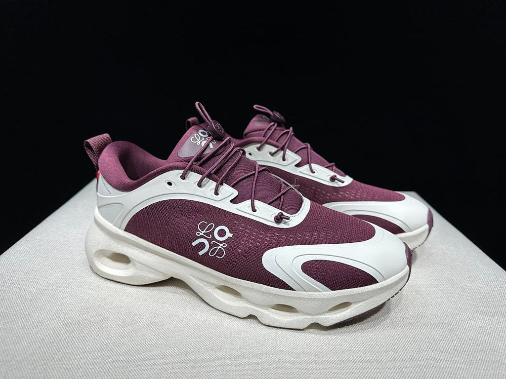 On x LOEWE Cloudventure 3.0 Sneakers, White and Wine in Red - product image from the listing.