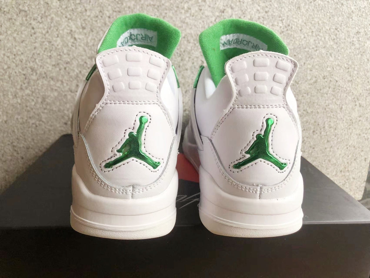 Jordan 4 Sneakers in White and Green - product image from the listing.