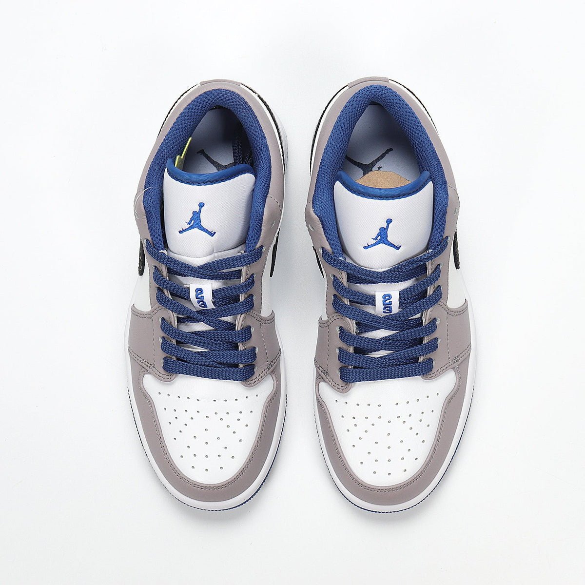Jordan 1 Low Sneakers in White Grey Blue 553558-103 - product image from the listing.