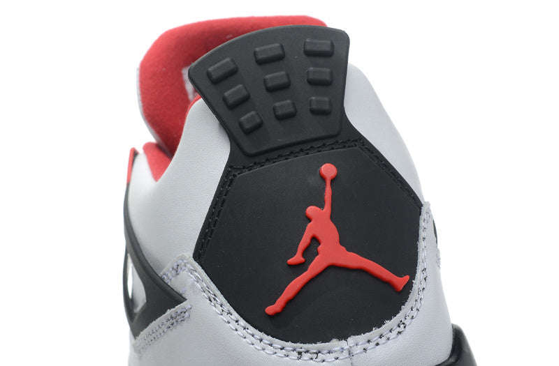 Air Jordan 4 Retro High-Top Sneakers in White and Red - product image from the listing.