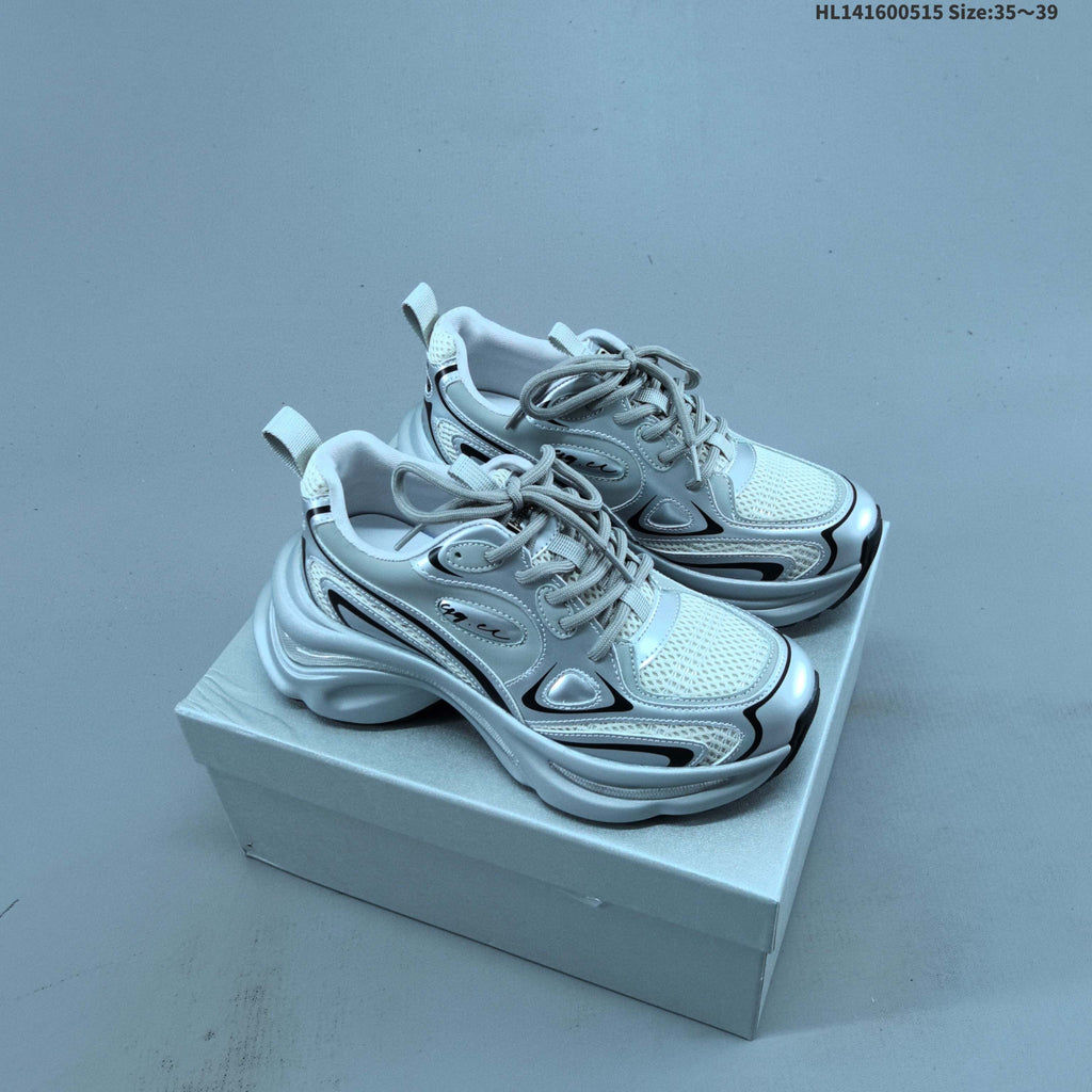 GG-CC G23X4317B Chunky Platform Sneakers, in Silver and White - product image from the listing.