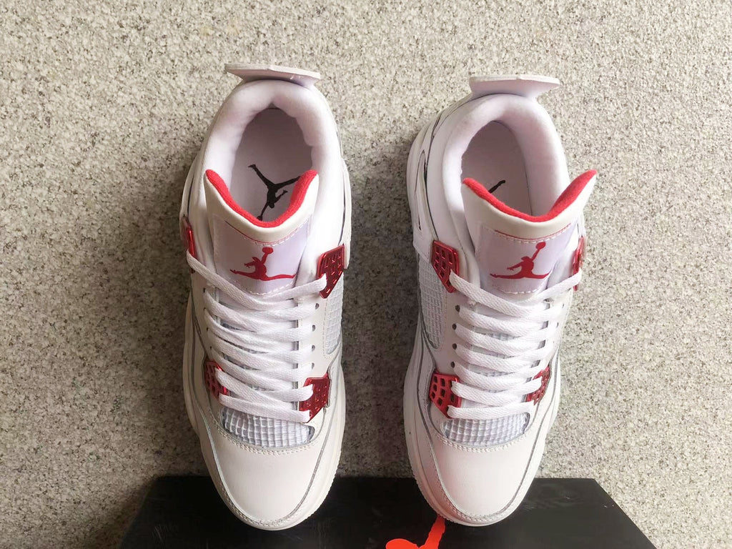 Jordan 4 High-Top Sneakers in White and Red - product image from the listing.