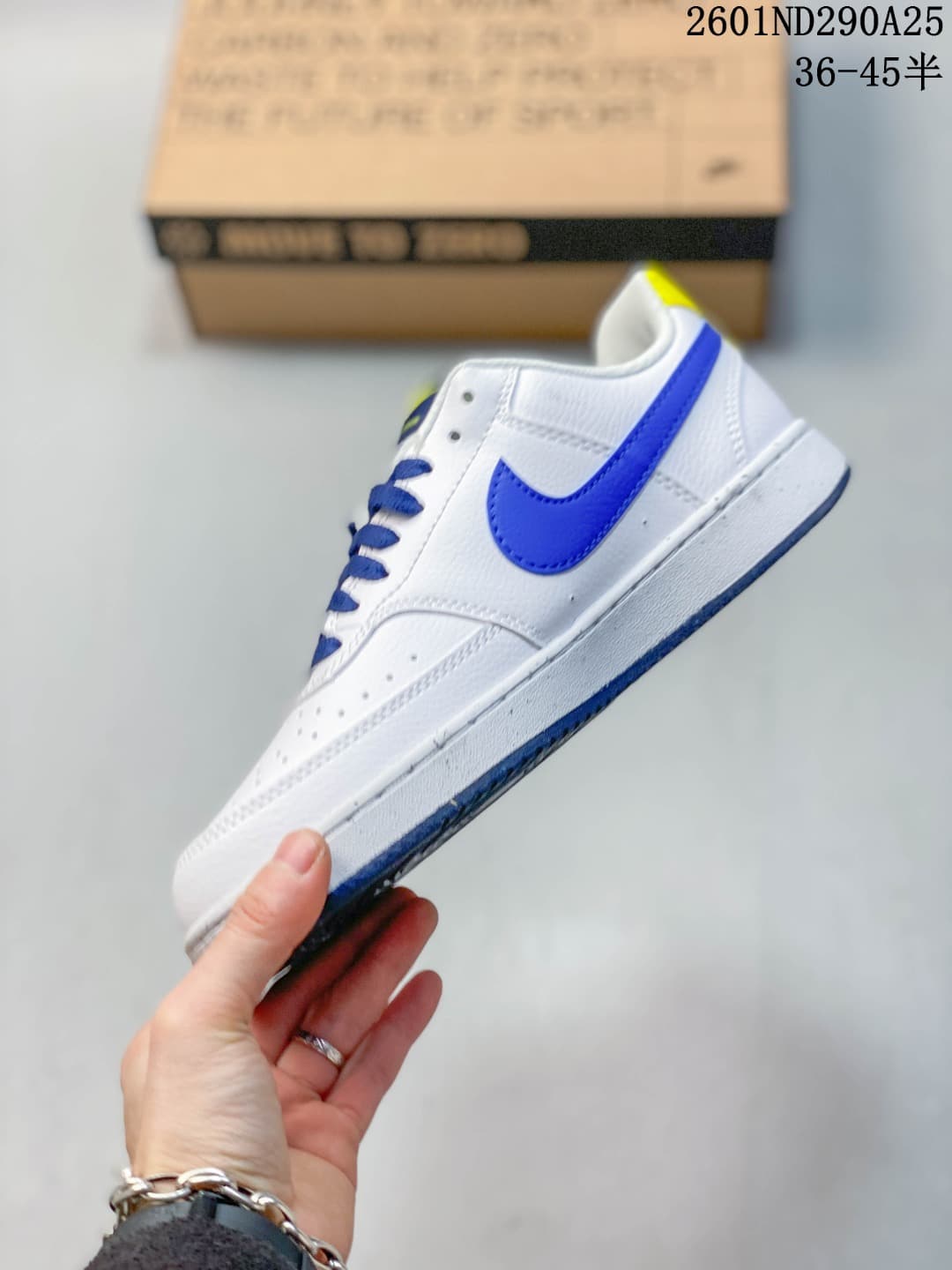 Nike Court Vision Low Sneakers in White Blue Yellow 2601ND290A25 - product image from the listing.
