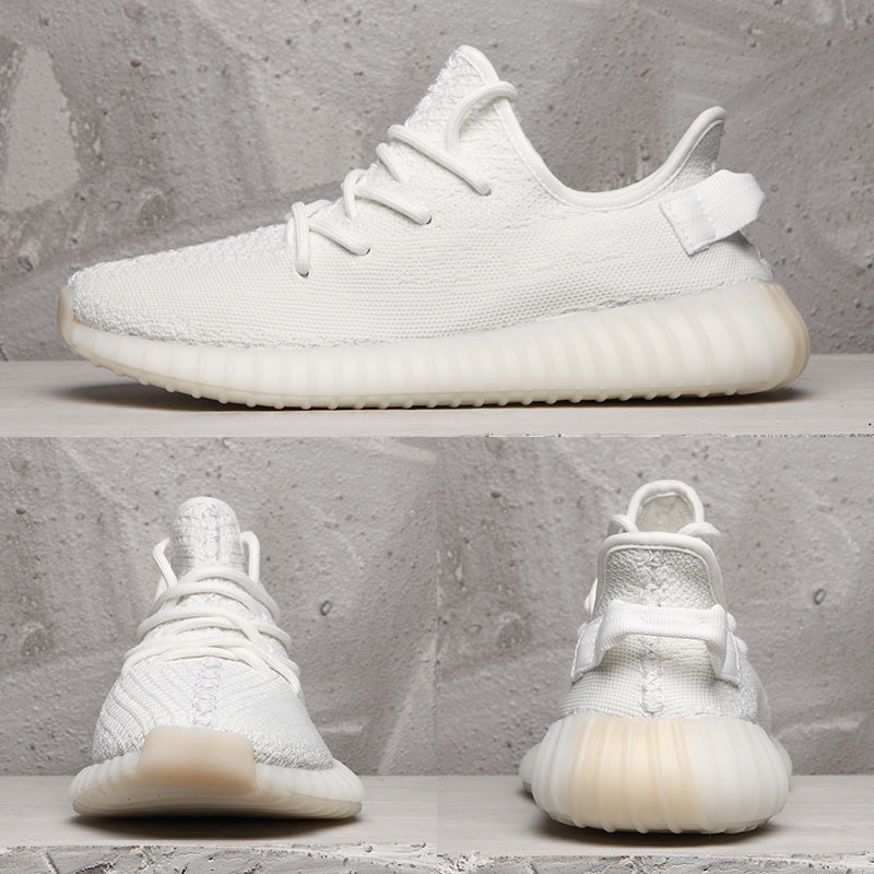 Yeezy 350 V2 Low-Top Sneakers in White Knit - product image from the listing.