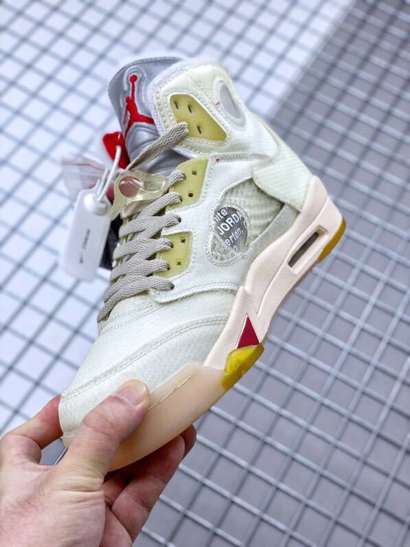 Air Jordan 5 x Off-White Sneakers in Sail CT8480-002 - product image from the listing.