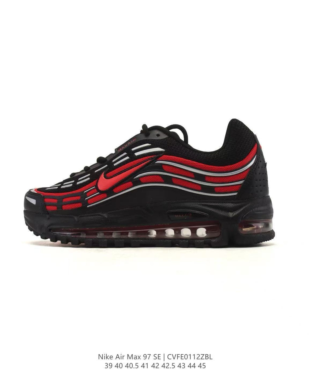 Nike Air Max 97 SE Sneakers in Black Red CVFE0112ZBL - product image from the listing.