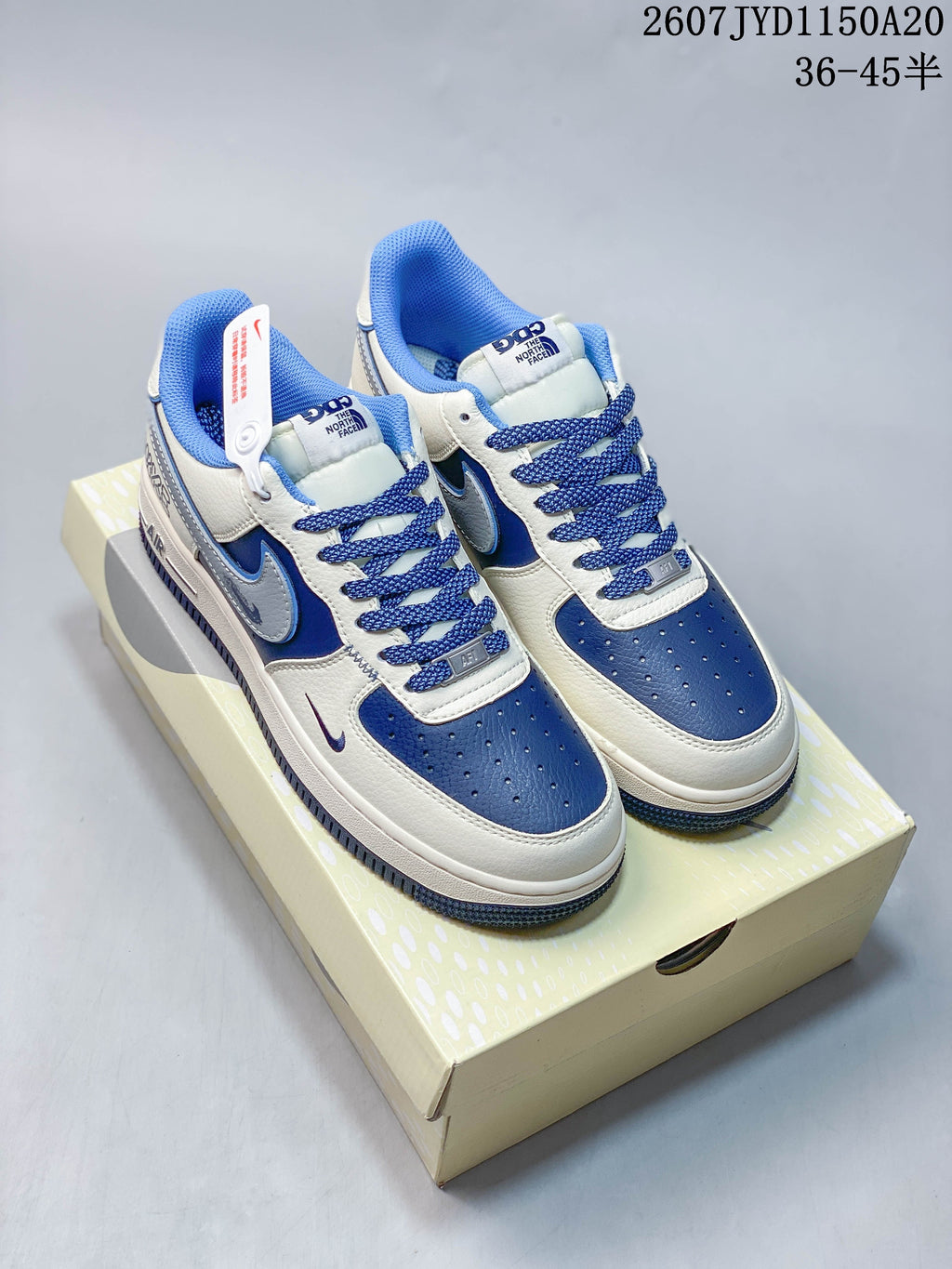 Nike Air Force 1 '07 Blue White Custom Trainers - product image from the listing.