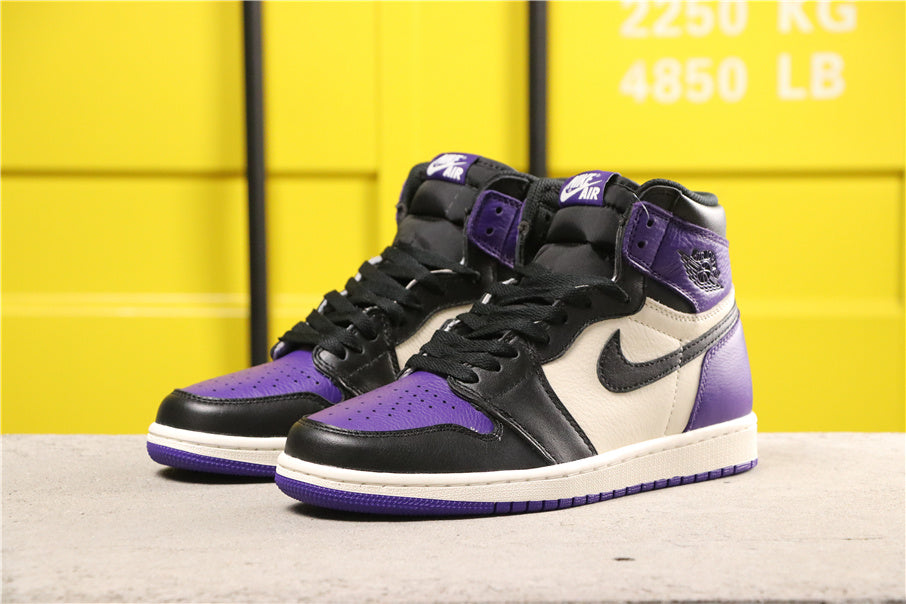 Air Jordan 1 Retro High OG Court Sneakers in Purple 555088-501 - product image from the listing.