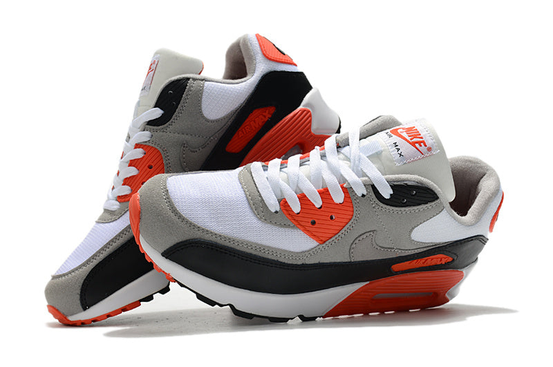 Nike Air Max 90 Sneakers in White Black Grey and Orange - product image from the listing.