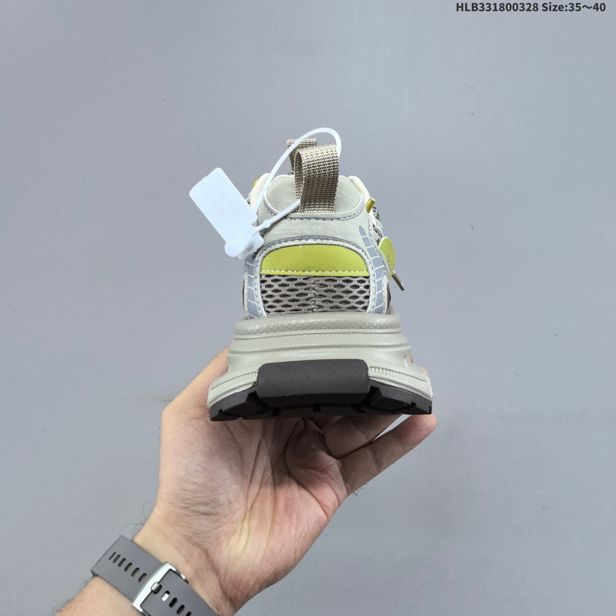 Women's GGCC G26U8612 Retro Chunky Sneakers, Gray and Yellow - product image from the listing.