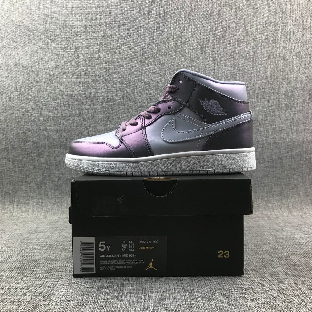 Jordan 1 Mid Sneakers in Purple AV5174-400 - product image from the listing.