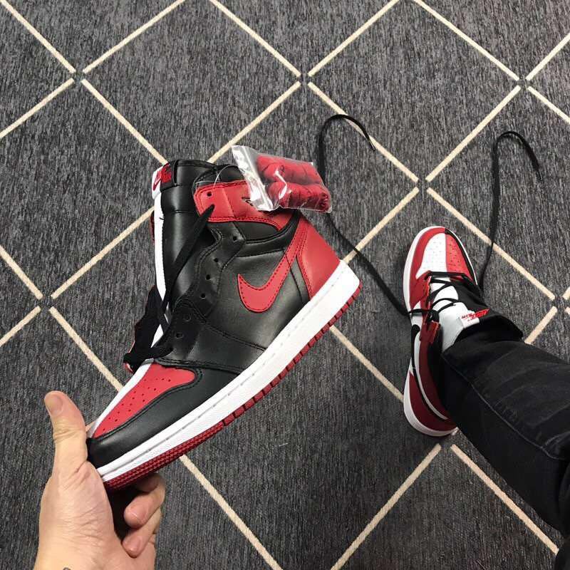 Air Jordan 1 High Sneakers in Black Red White - product image from the listing.